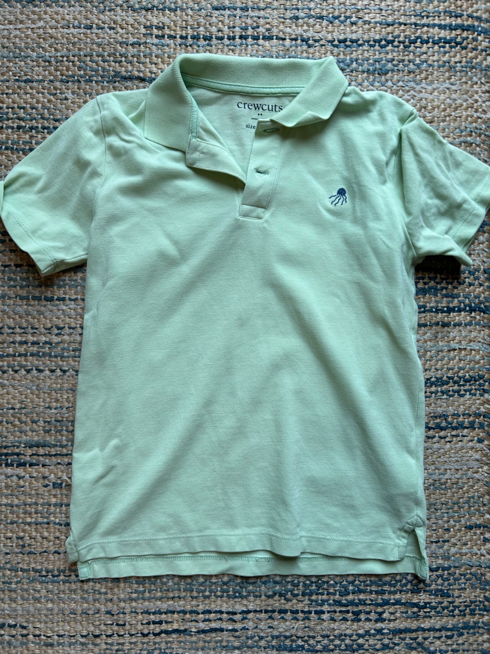 Crewcuts Mint Polo with Navy Jellyfish Embroidery
